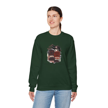 Crewneck Sweatshirt — Cozy Vintage Cabin Illustration with Quote