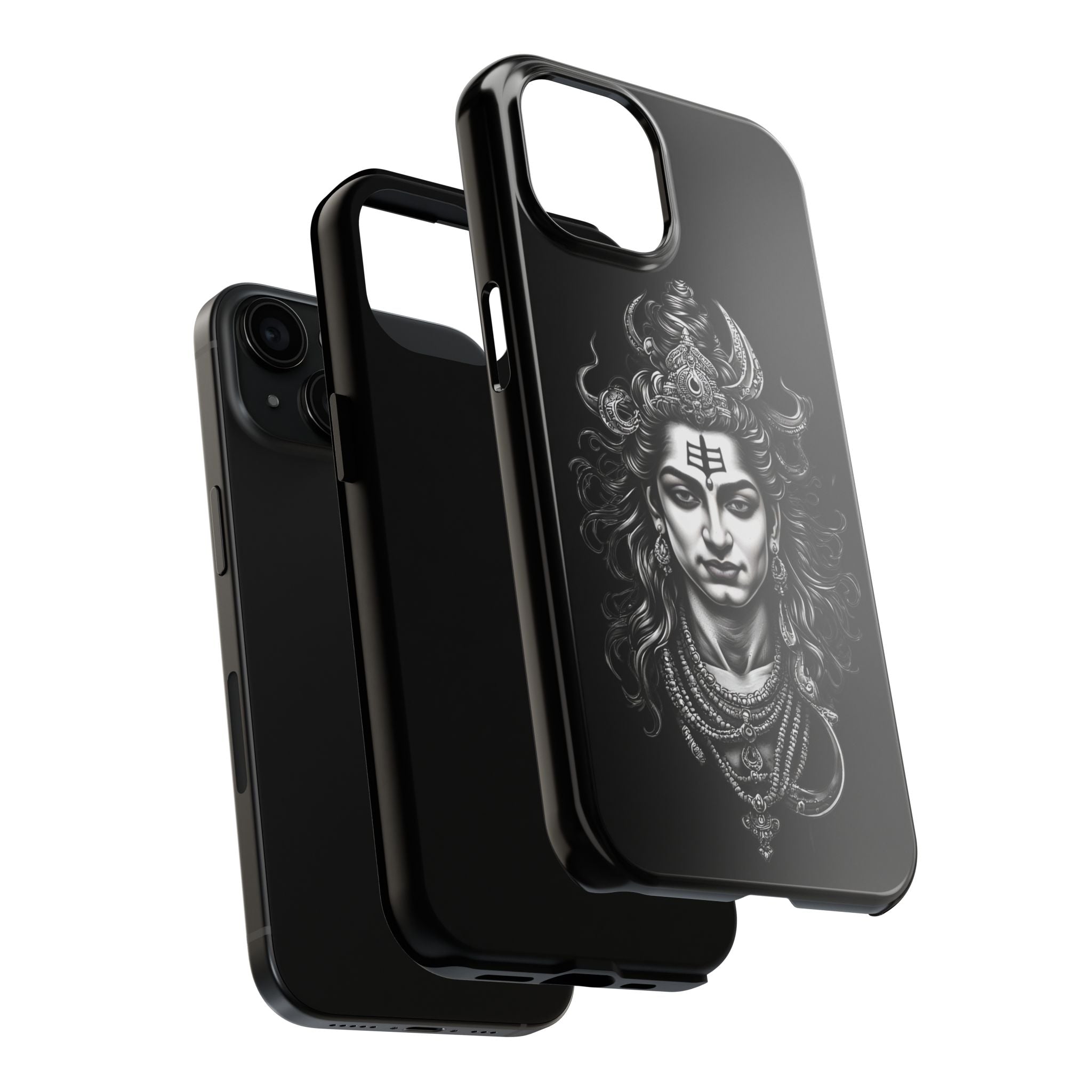 Phone Case — Intricate Lord Shiva Illustration on Black Tough Case
