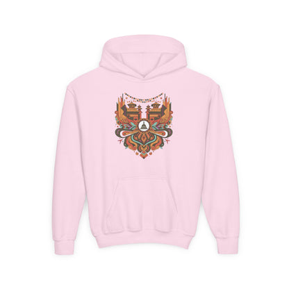 Youth Hoodie — Rustic Peace Mandala Graphic