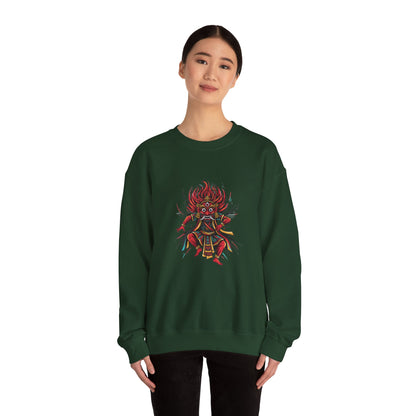 Crewneck Sweatshirt — Red Demon Guardian Graphic
