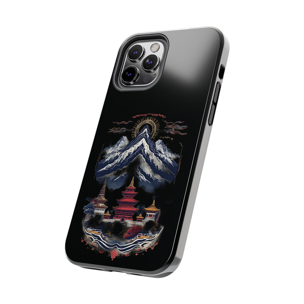 Mountain Temple Tough Phone Case — Japanese-Inspired Landscape Phone Cover