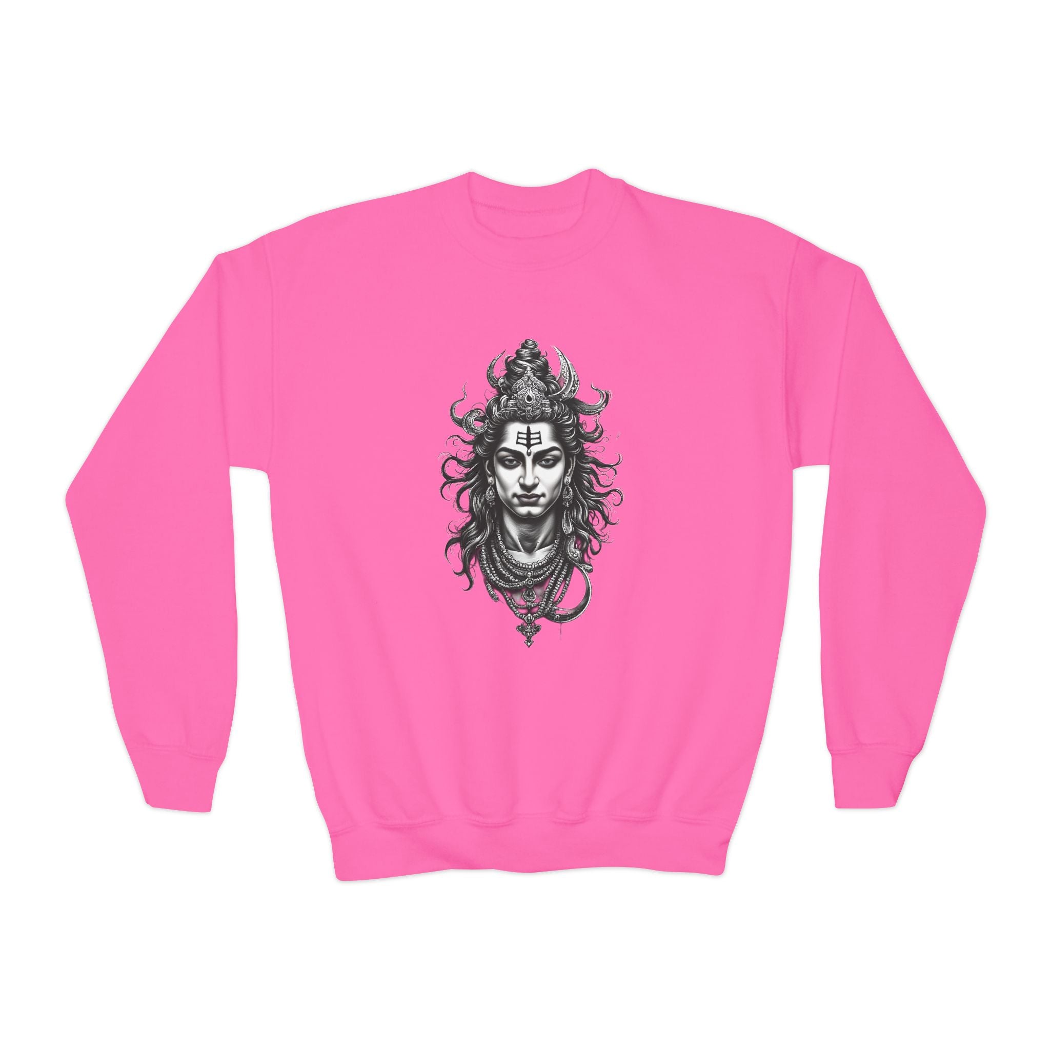Youth Crewneck Sweatshirt — Intricate Shiva Illustration