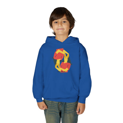 Youth Hoodie with Geometric Squirrel Art – 'Squirrel' Colorful Kids Pullover
