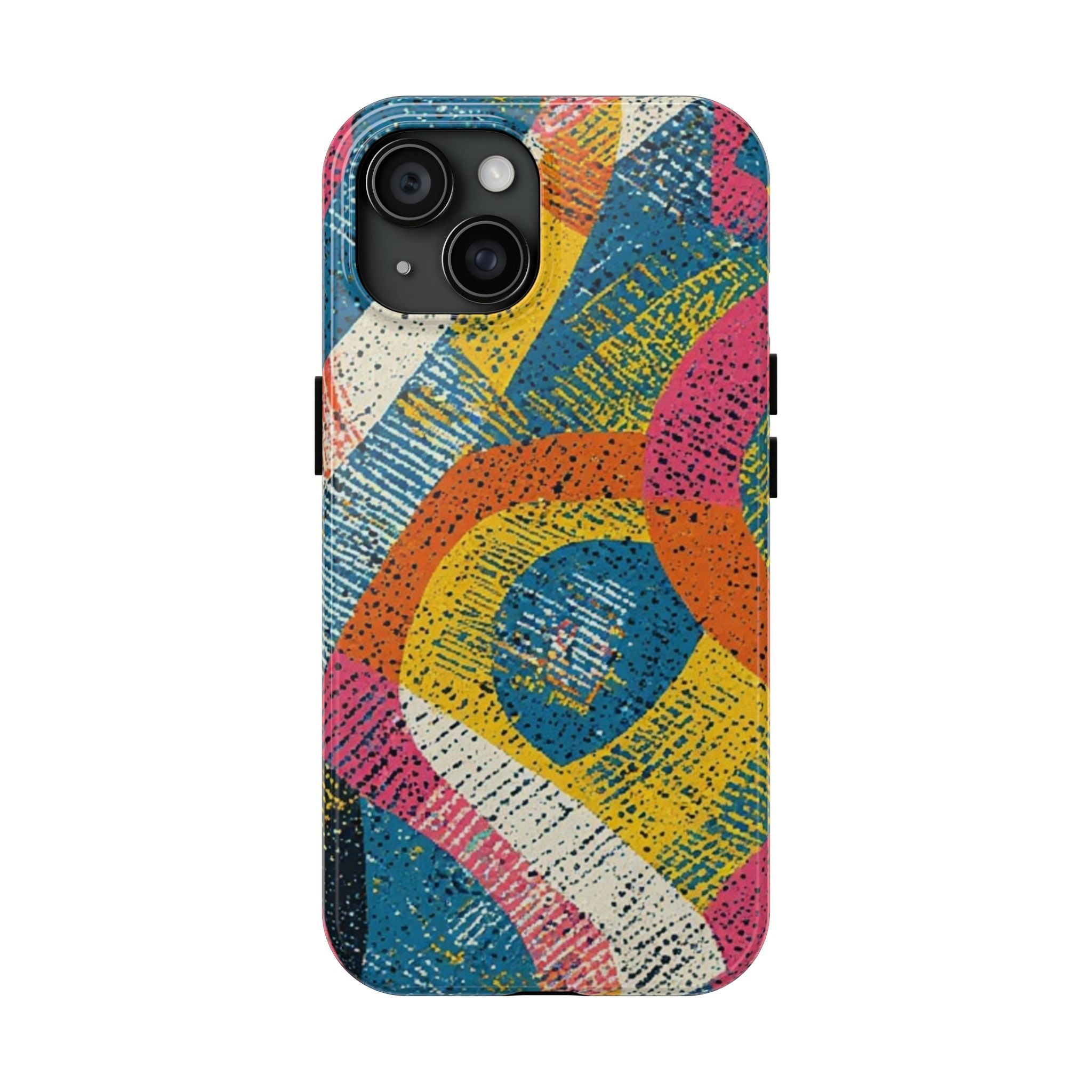 Bold Retro Abstract Tough Phone Case — Colorful Geometric Protective Cover