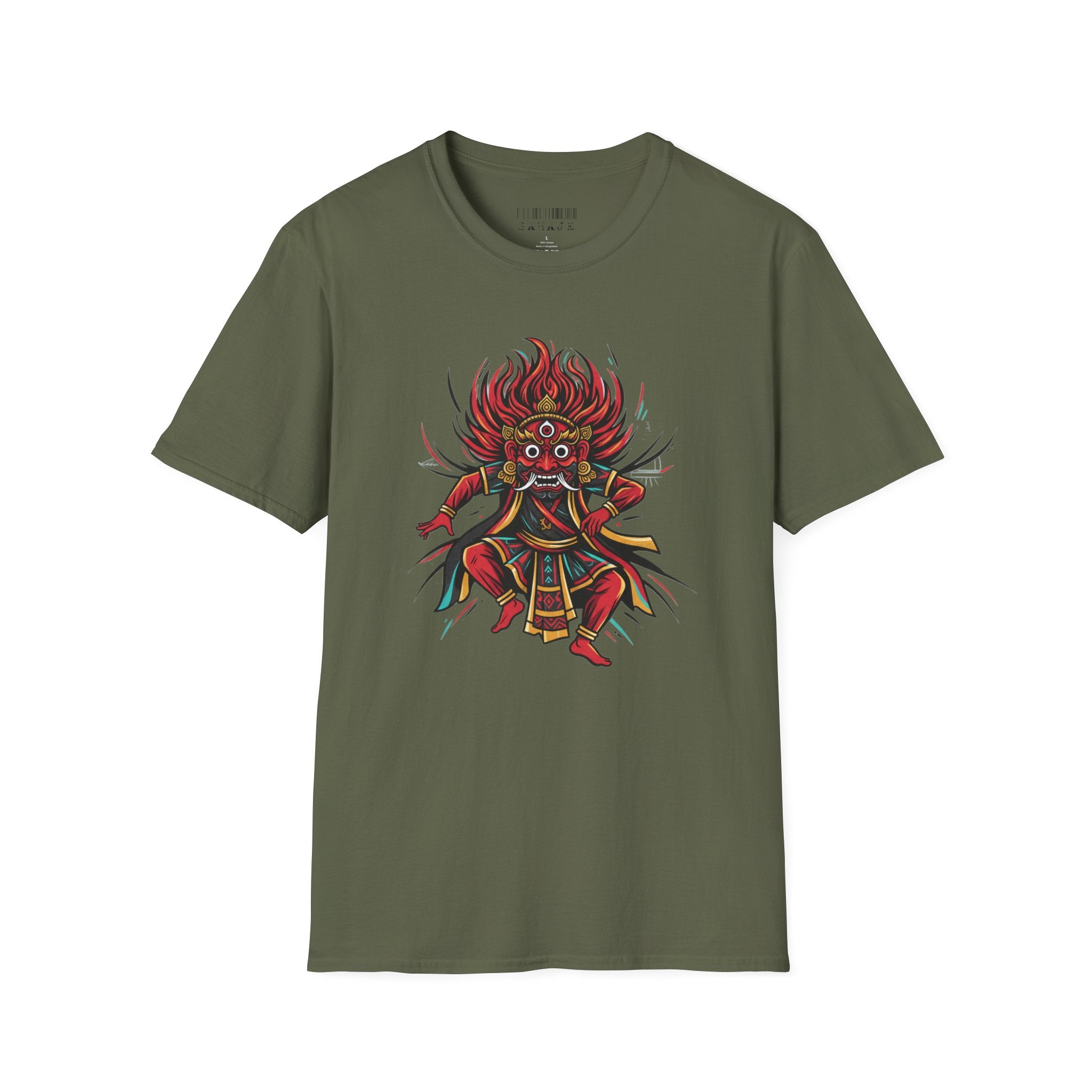 Balinese Barong Dance T-Shirt — Traditional Mythic Mask Graphic Tee