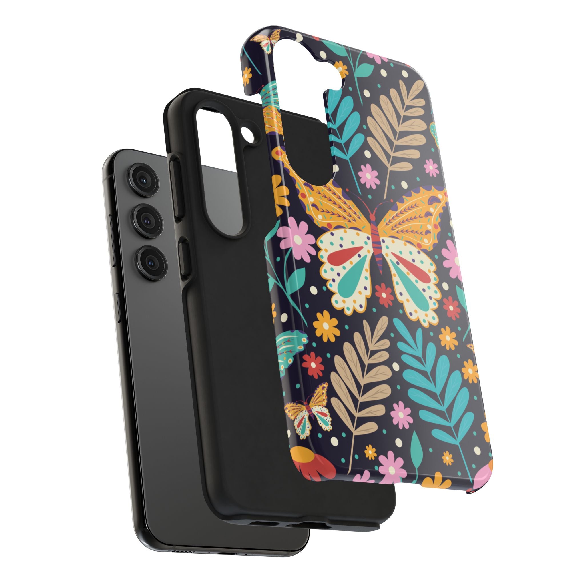 Floral Butterfly Tough Phone Case — Colorful Garden Protective Cover