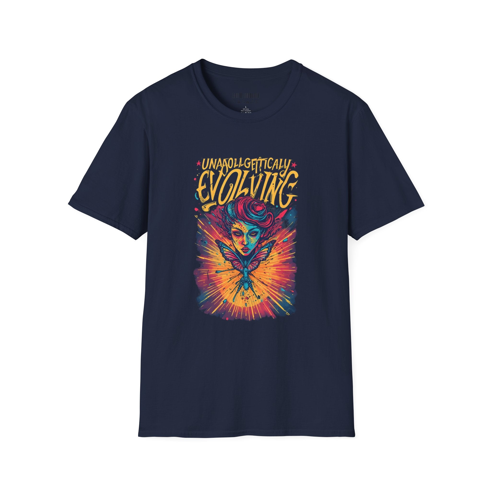 Evolving Butterfly Graphic T-Shirt — "Unapologetically Evolving" Vibrant Psychedelic Tee