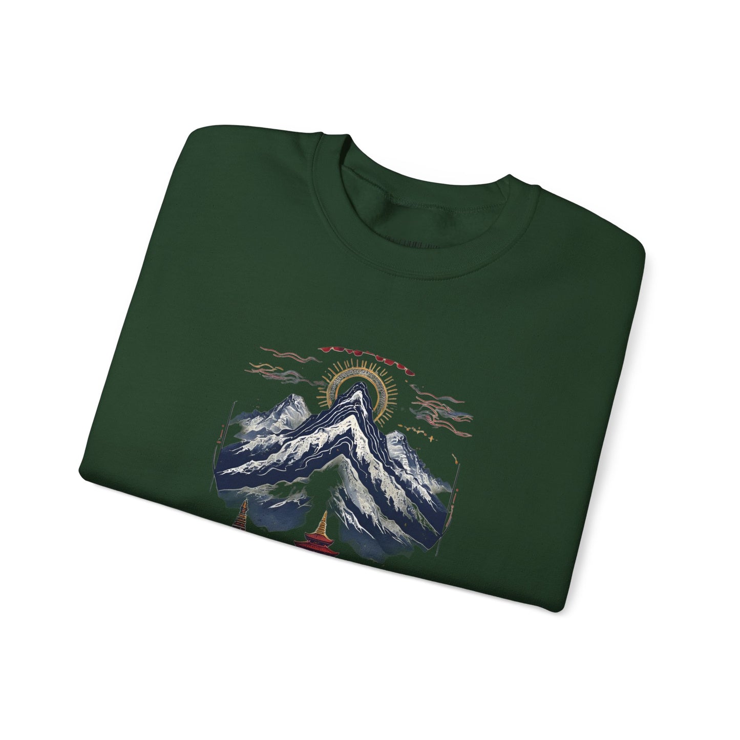 Japanese Mountain Pagoda Crewneck Sweatshirt