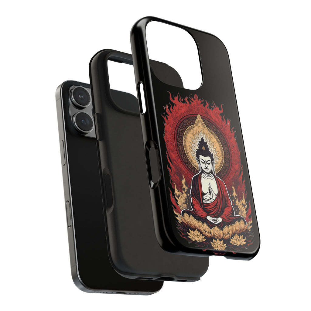 Buddha Meditation Tough Phone Case — Flame Halo Lotus Spiritual Protective Cover