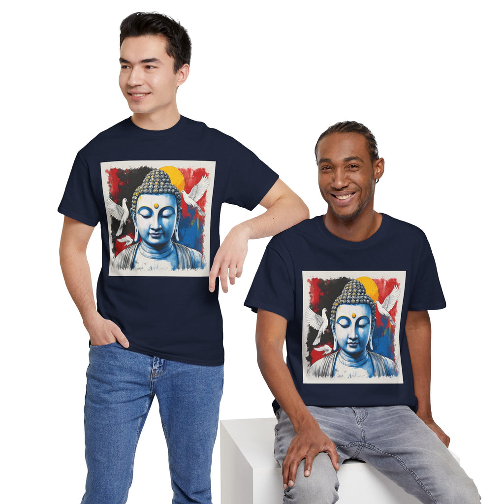 Buddha Peace Tee — Colorful Buddha & Doves Graphic T-Shirt