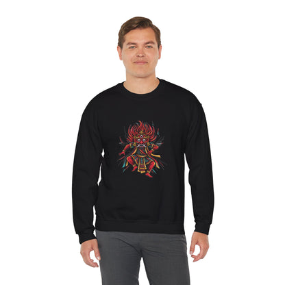 Crewneck Sweatshirt — Red Demon Guardian Graphic