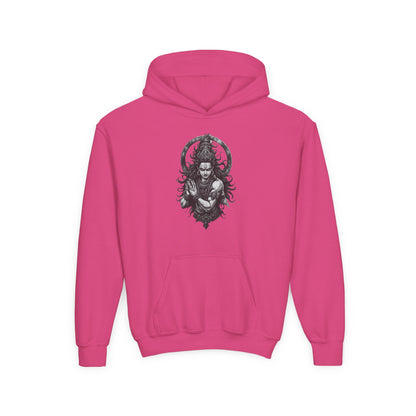 Youth Hoodie with Gothic Goddess Skull Art — Dark Fantasy Graphic Pullover