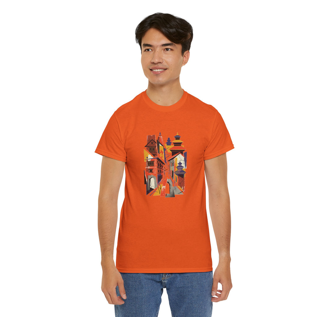 Cityscape Abstract Tee — Colorful Urban Architecture Graphic T‑Shirt