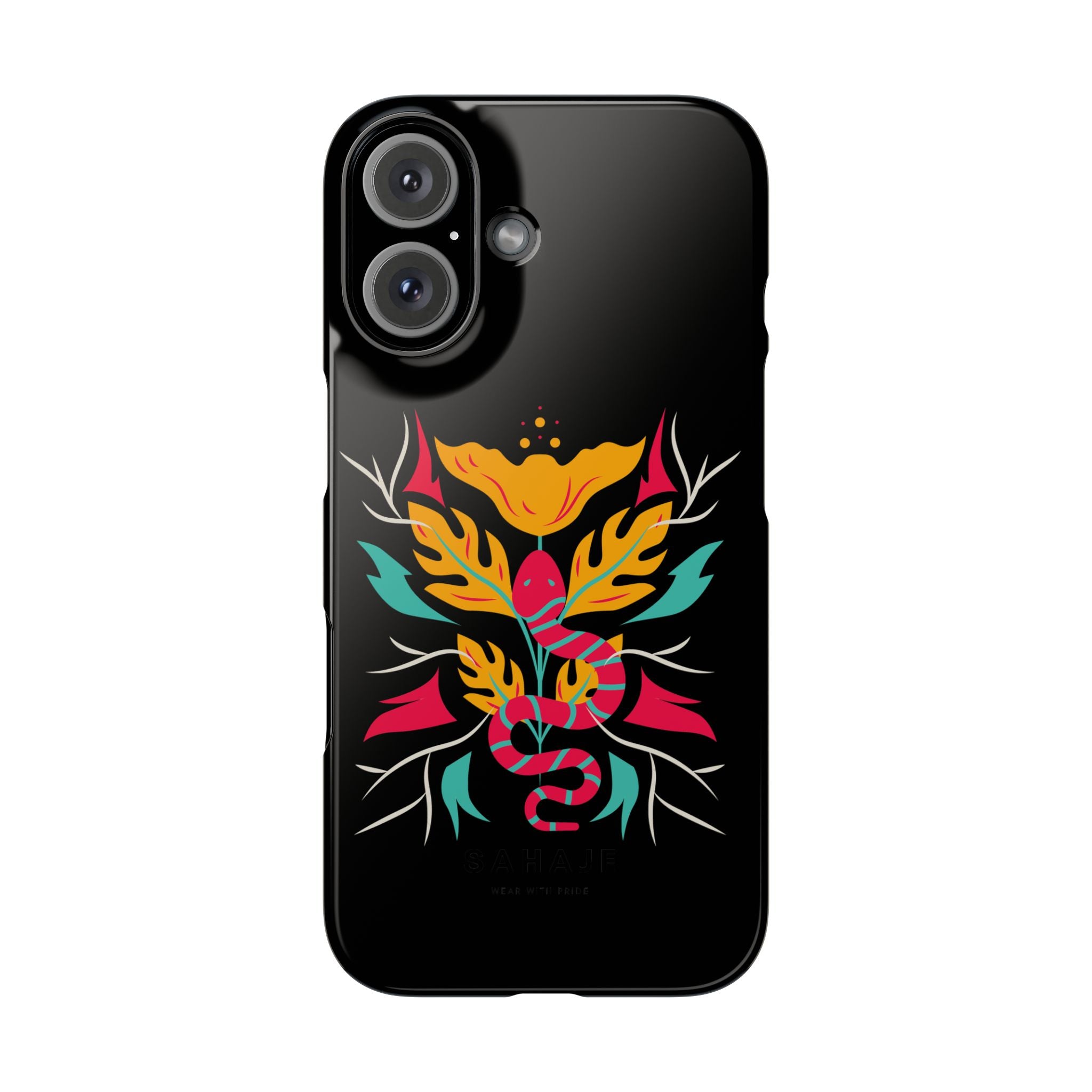 Colorful Floral Snake Slim Phone Case, Trendy Phone Accessories, Unique Gift for Nature Lovers, Modern Phone Cover, Stylish Protection