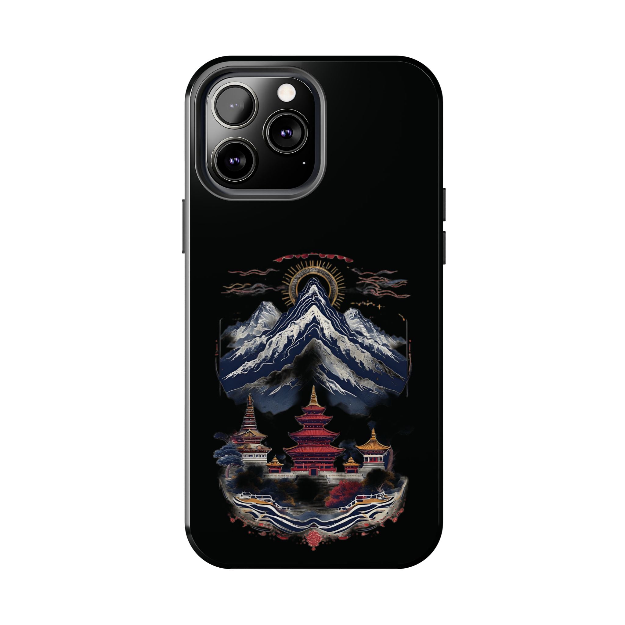 Mountain Temple Tough Phone Case — Japanese-Inspired Landscape Phone Cover
