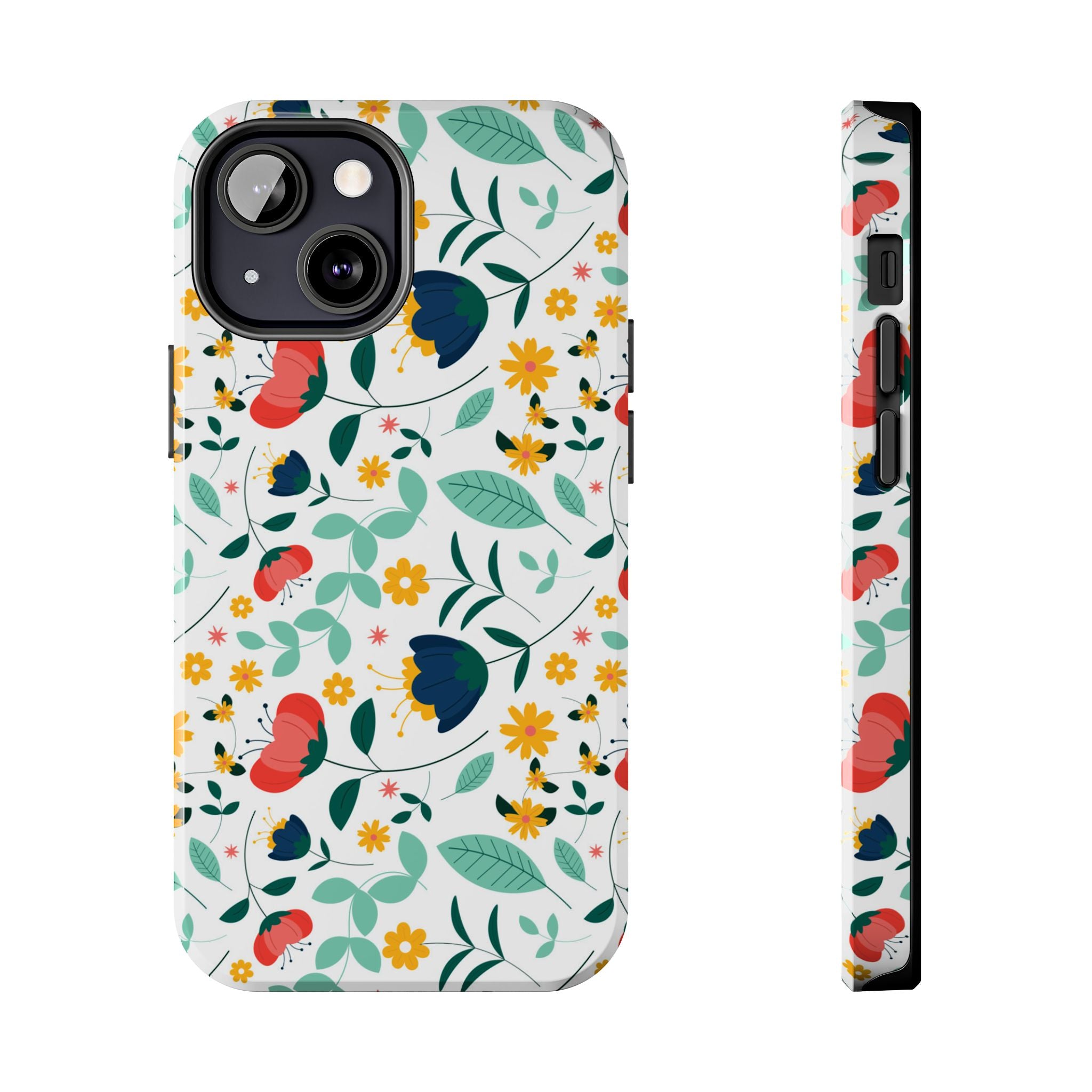 Floral Pattern Tough Phone Case — Colorful Spring Flowers Phone Cover