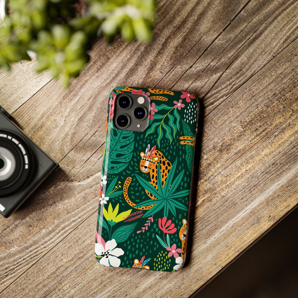 Slim Phone Case — Tropical Jungle Leopard Floral Pattern (Slim Protective Phone Cover)