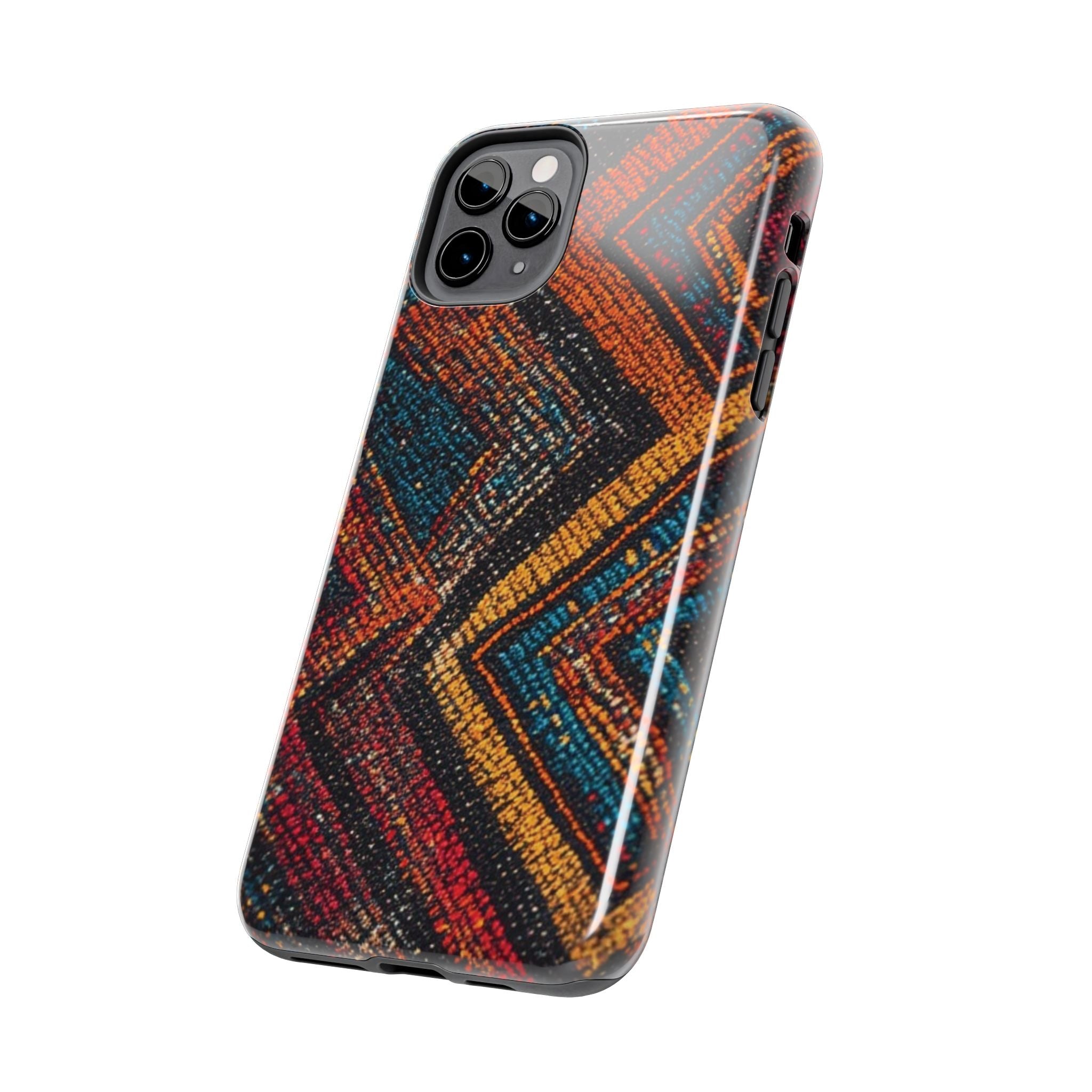 Tough Phone Case — Boho Geometric Rug Pattern, Protective iPhone Cover