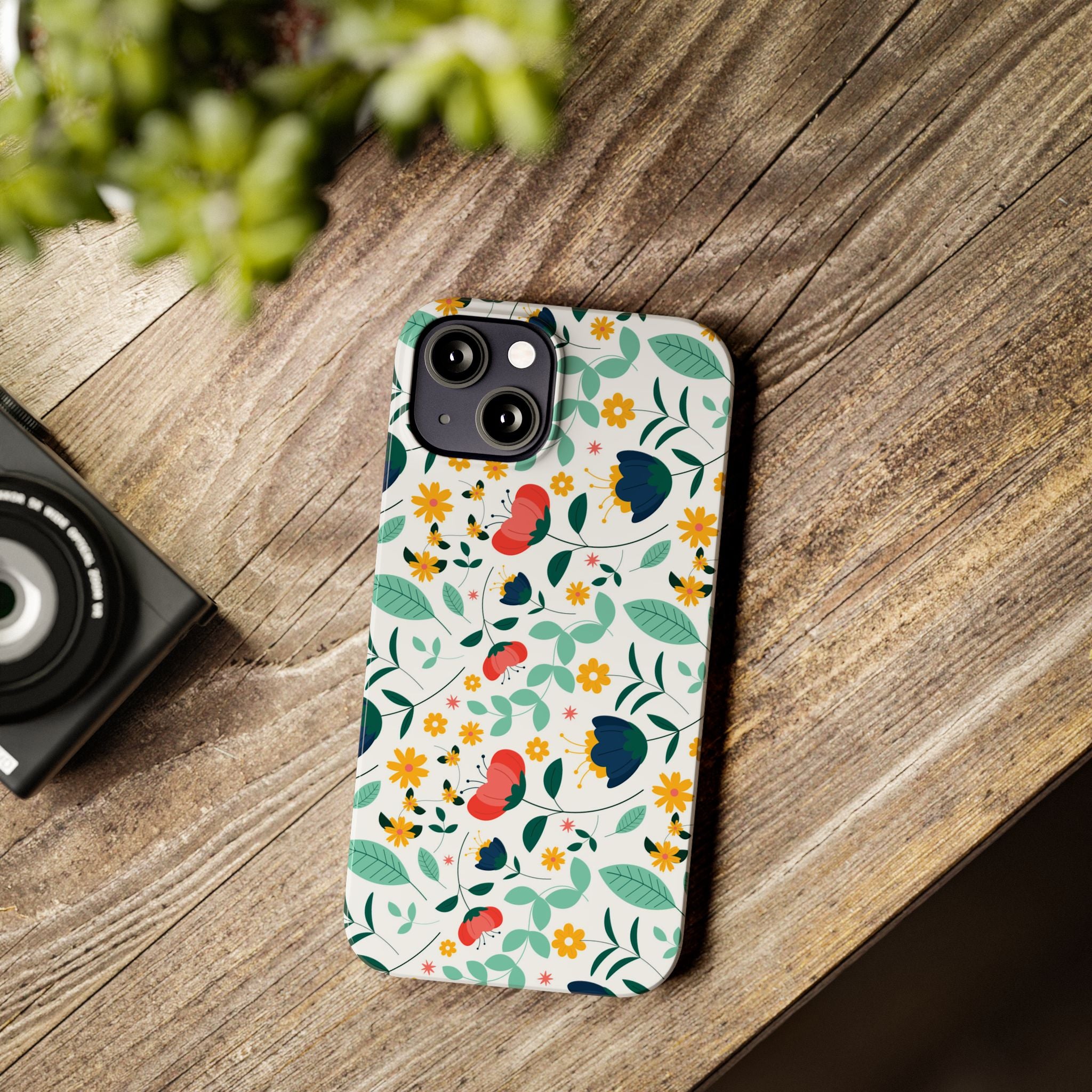 Floral Slim Phone Case — Colorful Folk Flower Pattern