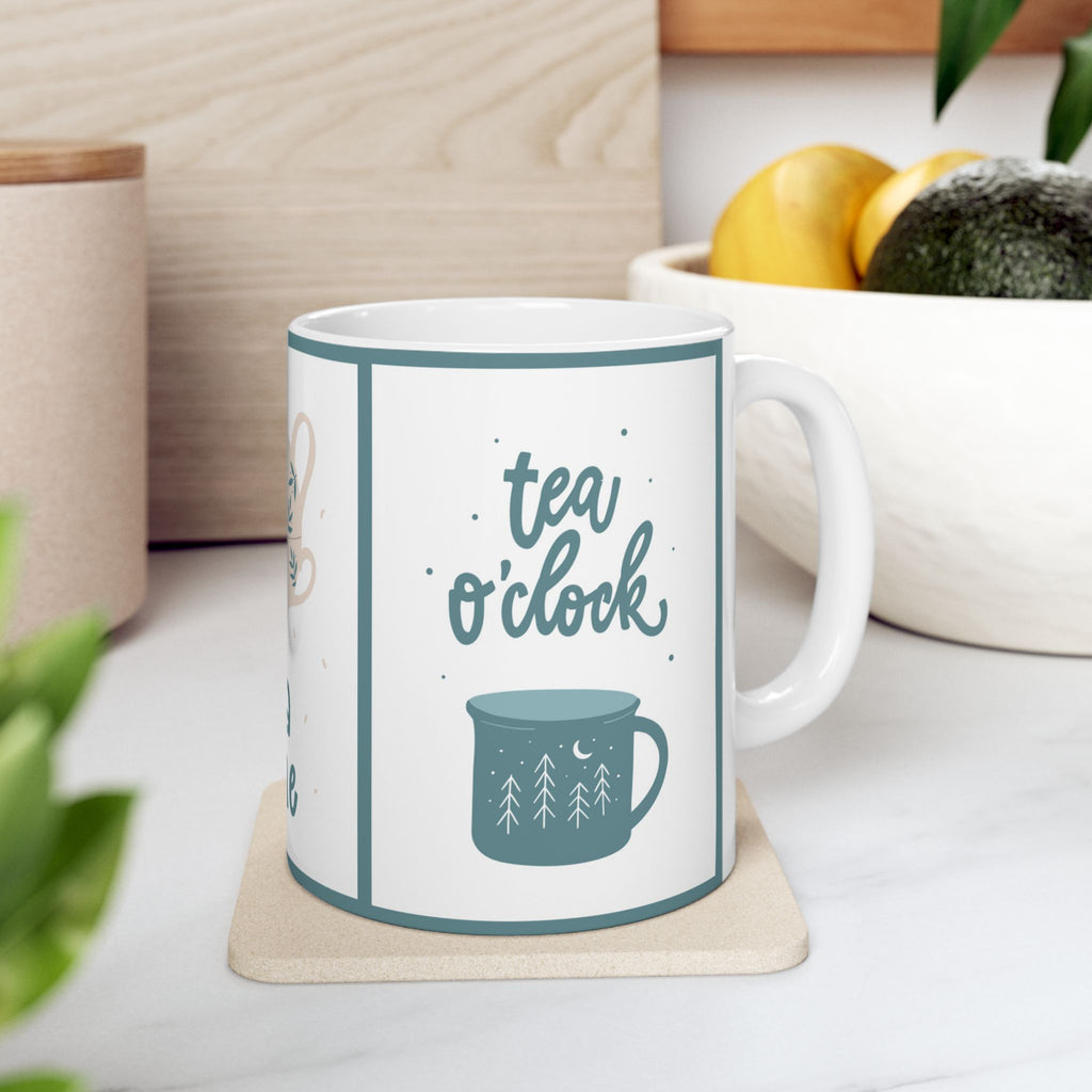 Ceramic Tea Time Mug, Cozy Coffee Cup, Perfect Gift for Tea Lovers, Unique Kitchen Decor, Cute Beverage Container