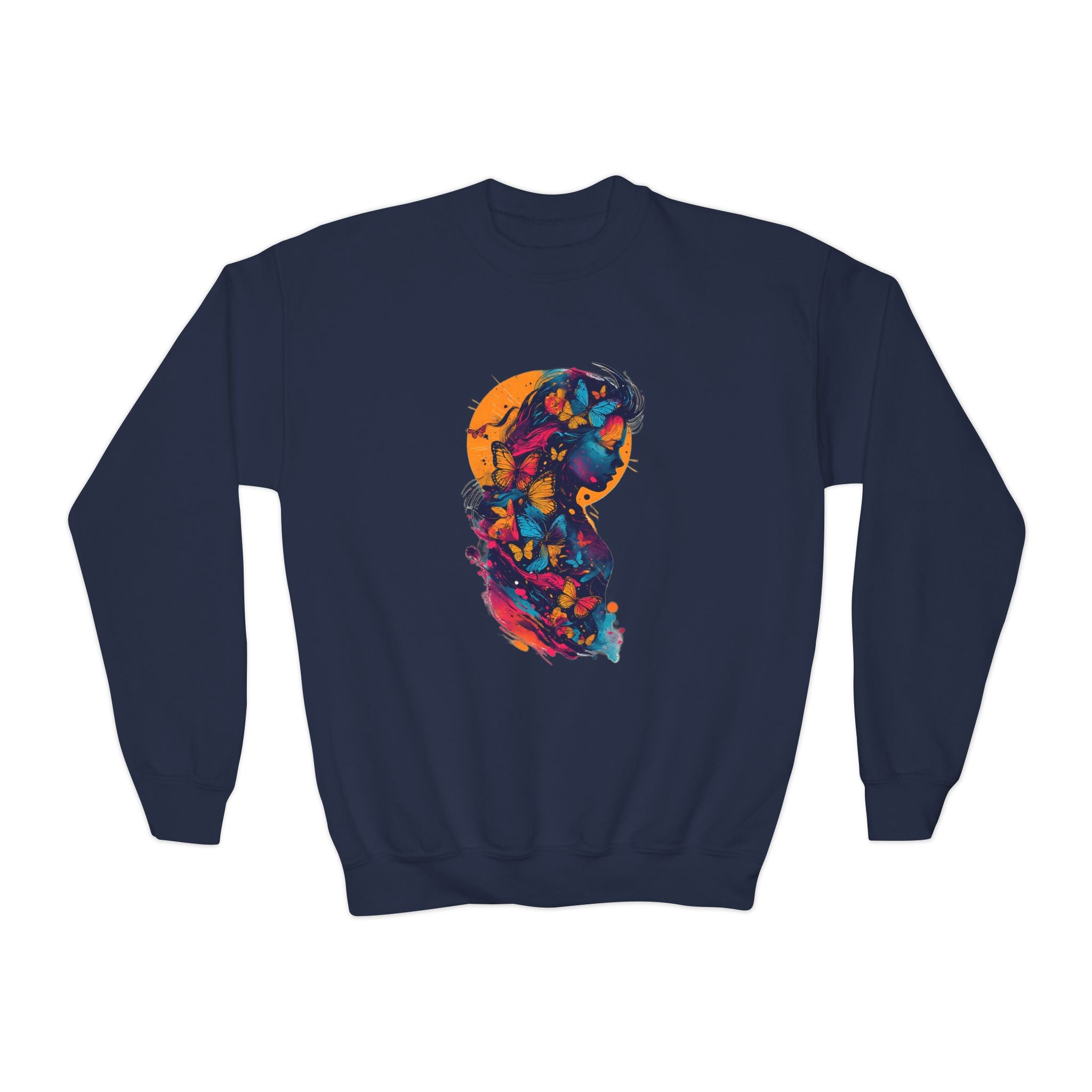 Youth Sweatshirt — Colorful Astronaut Silhouette Crewneck
