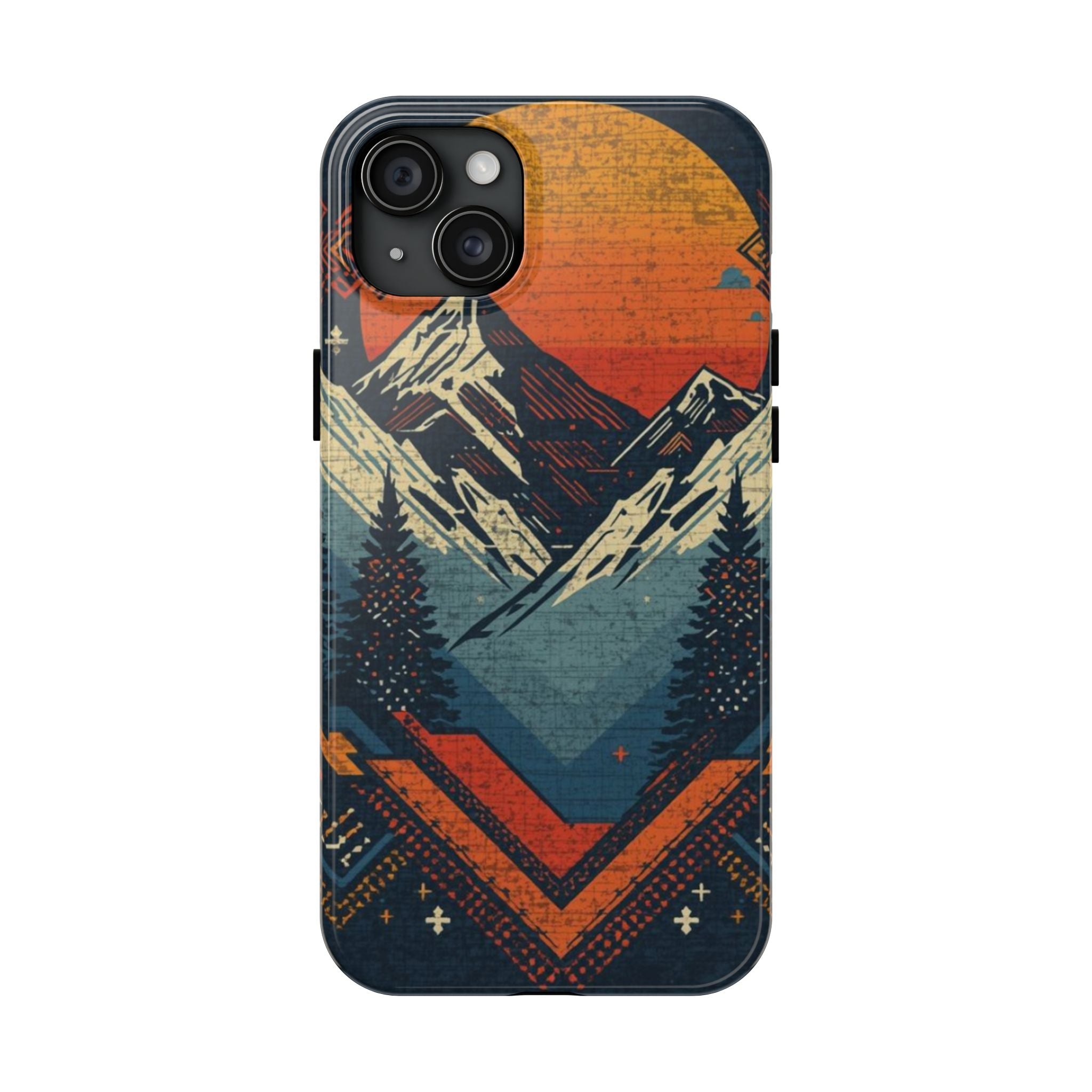 Tough Phone Case — Retro Mountain Sunset Design