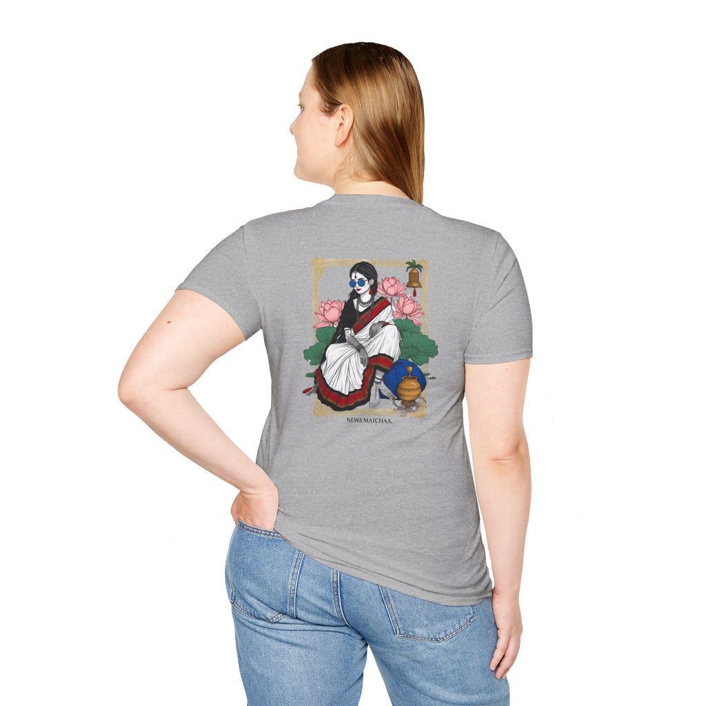 Newari Girl Traditional Dress T-Shirt – Newa Maicha Cultural Pride Graphic Tee, Nepali Heritage Design