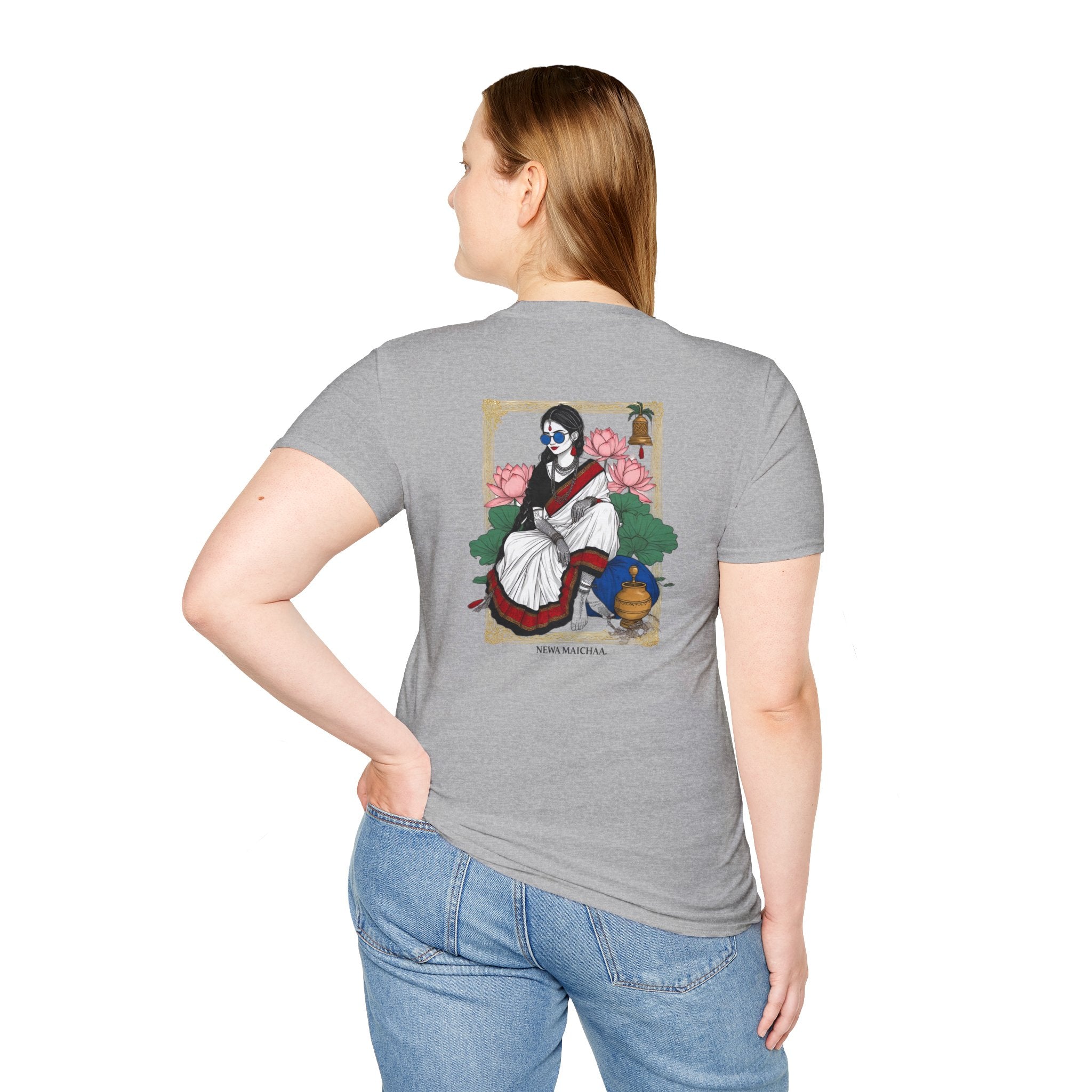 Newari Girl Traditional Dress T-Shirt – Newa Maicha Cultural Pride Graphic Tee, Nepali Heritage Design