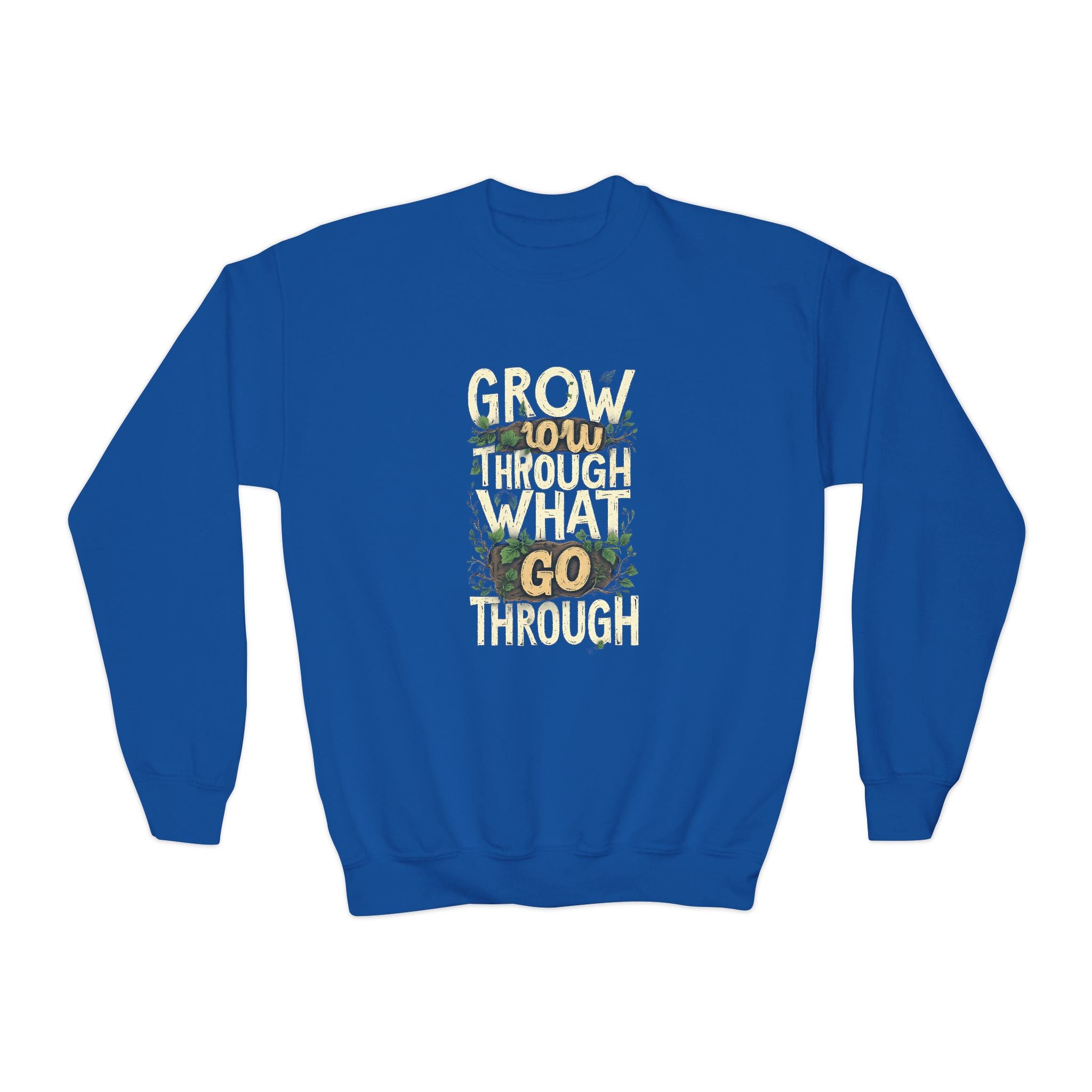 Youth Crewneck "Grow Slow, Go Far" Floral Sweatshirt