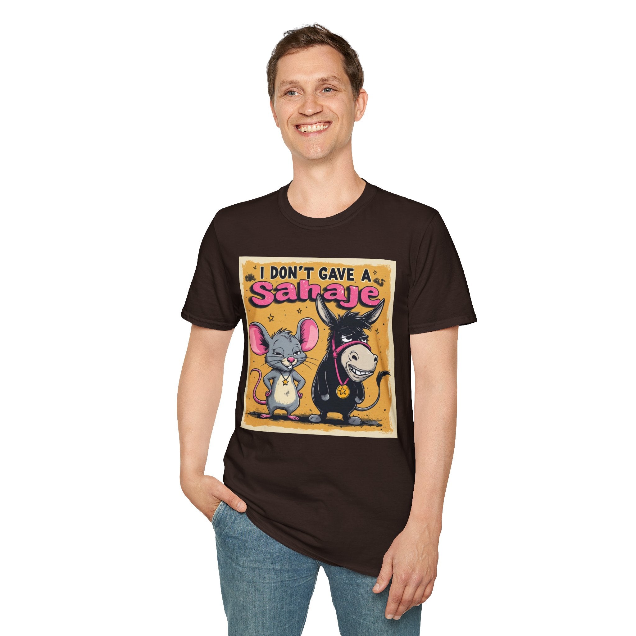 Don’t Give a Satrage T-Shirt — Funny Mouse & Donkey Cartoon Tee