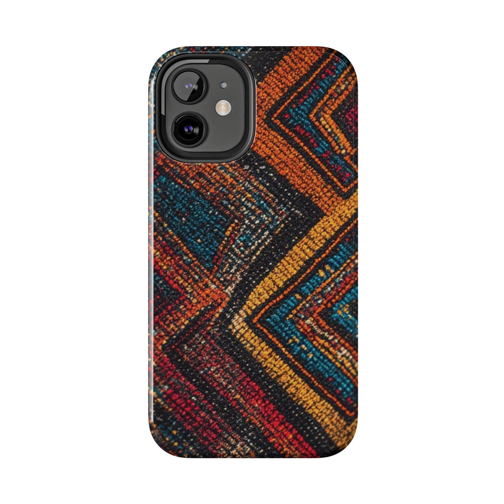 Tough Phone Case — Boho Geometric Rug Pattern, Protective iPhone Cover