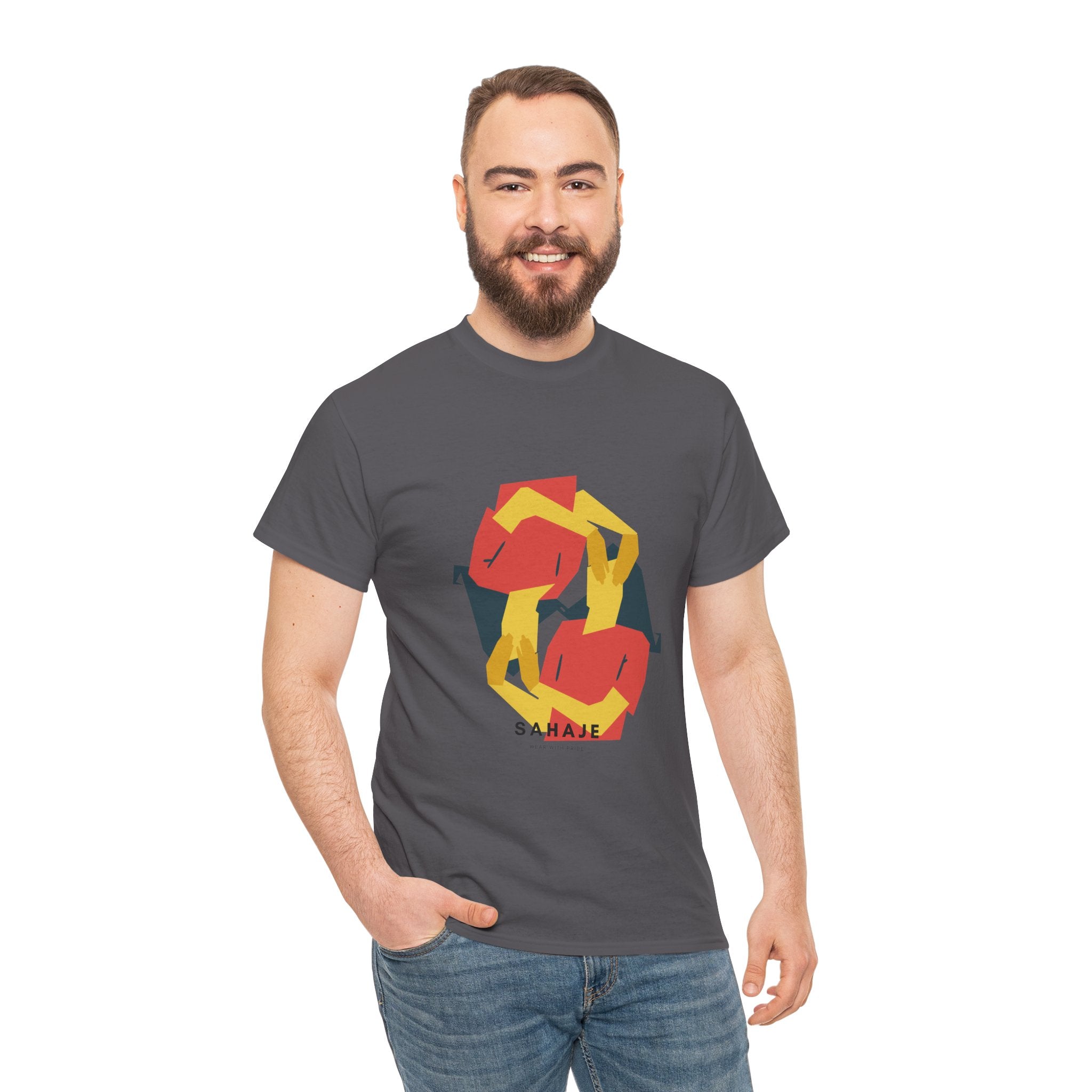 Geometric Fox Tee — Stylized Red & Yellow Fox Illustration T-Shirt