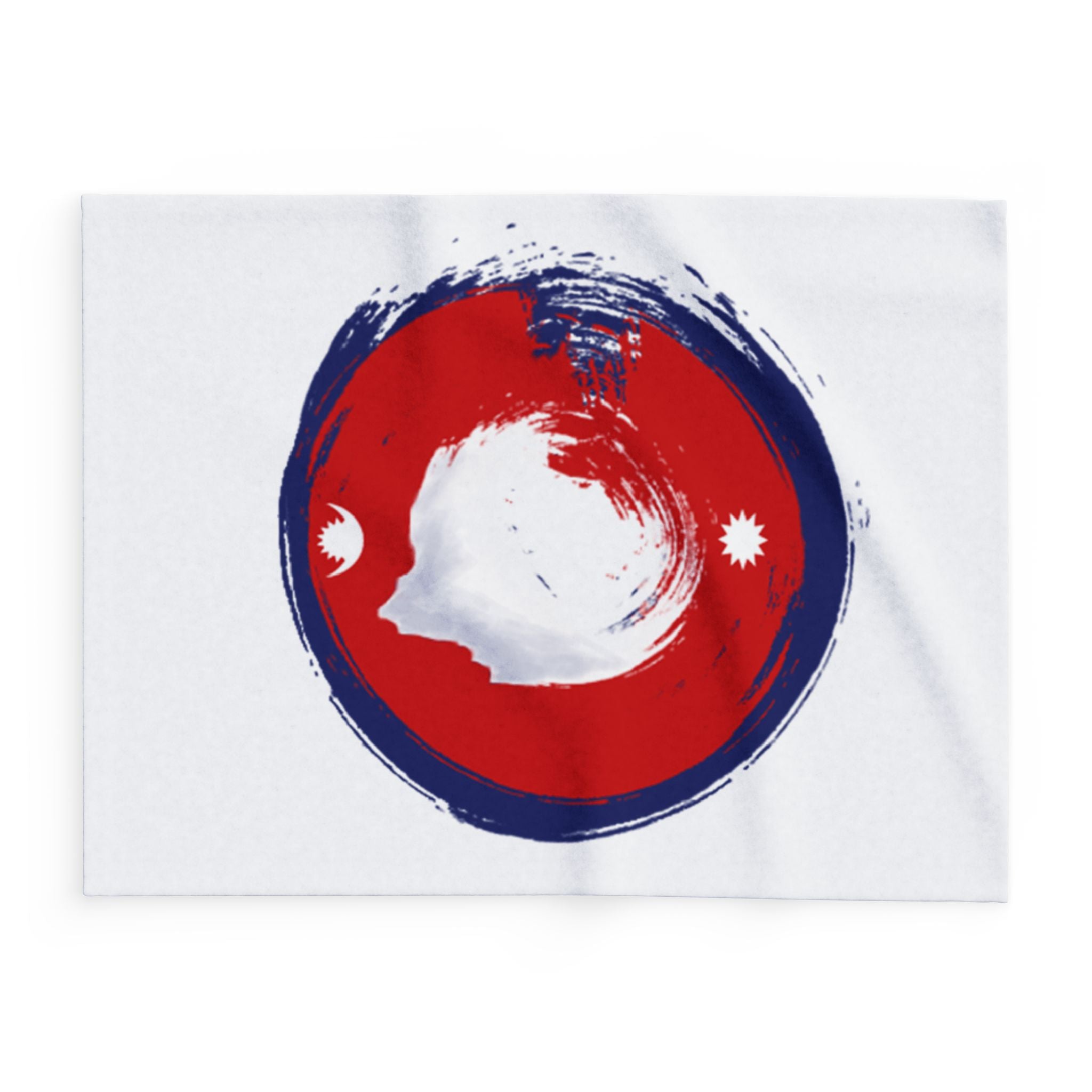 Fleece Blanket — Nepal Flag Brush Stroke Circle Design