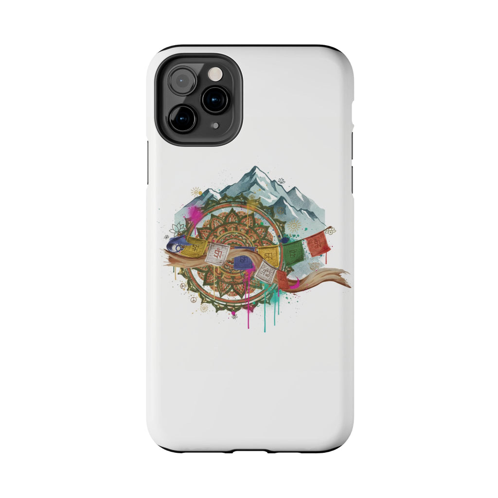 Mountain Compass Tough Phone Case with Prayer Flags & Fish Design