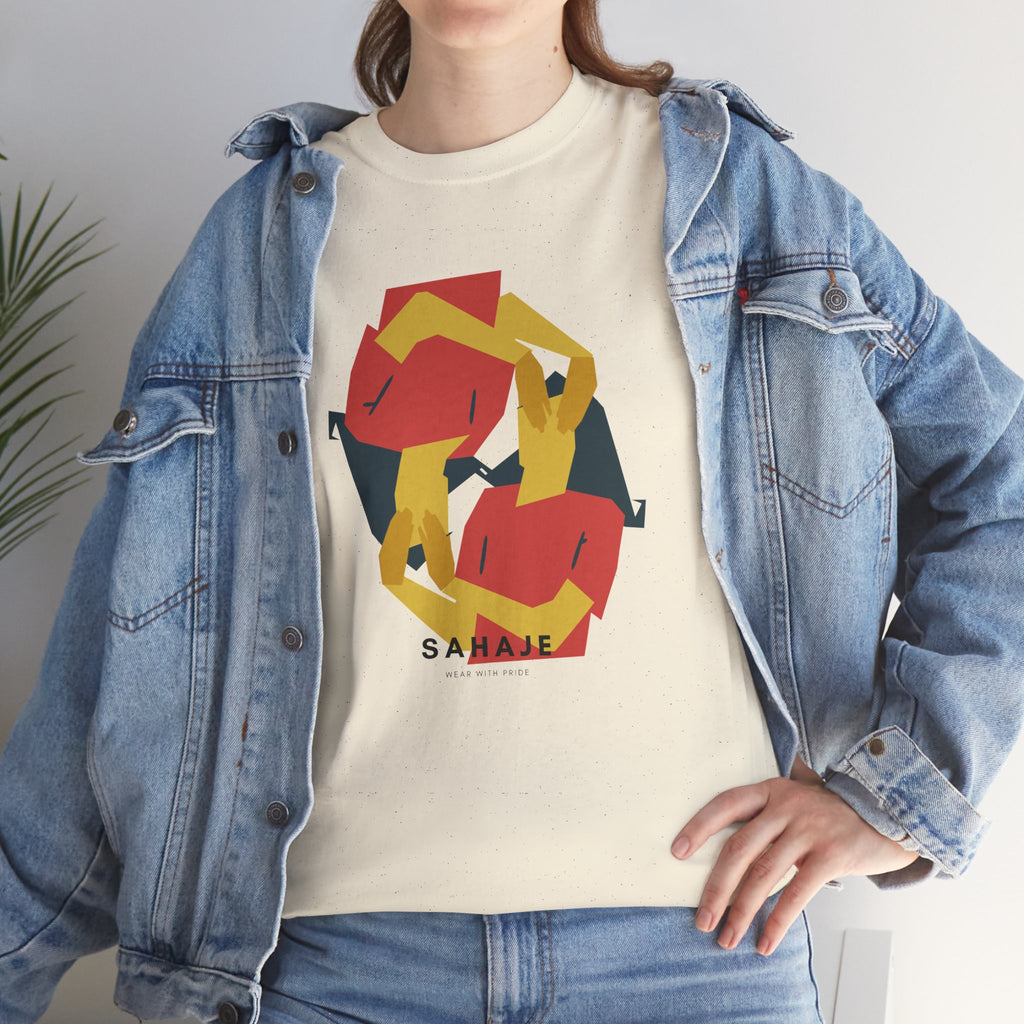 Foxes in Hexagon Graphic Tee — Minimal Geometric Animal Shirt