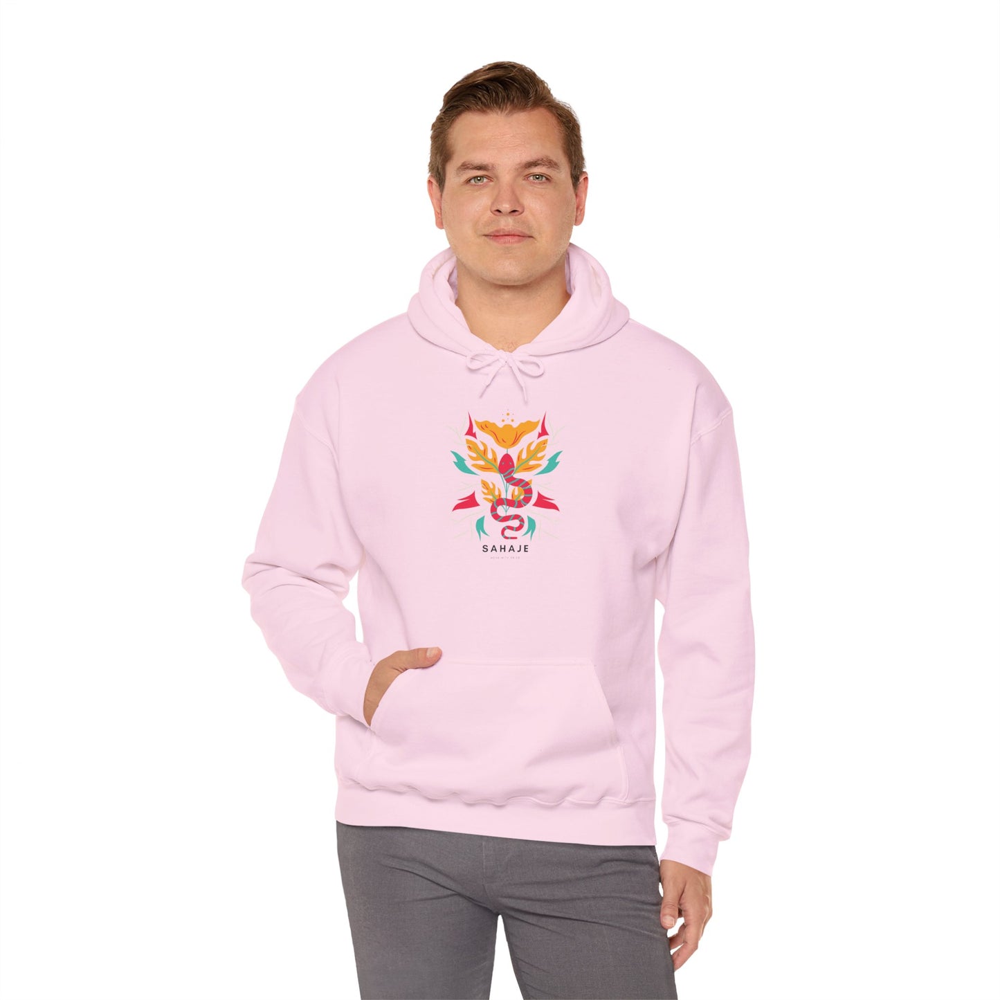 Floral Snake Hoodie — Colorful Serpent & Bloom Graphic Sweatshirt