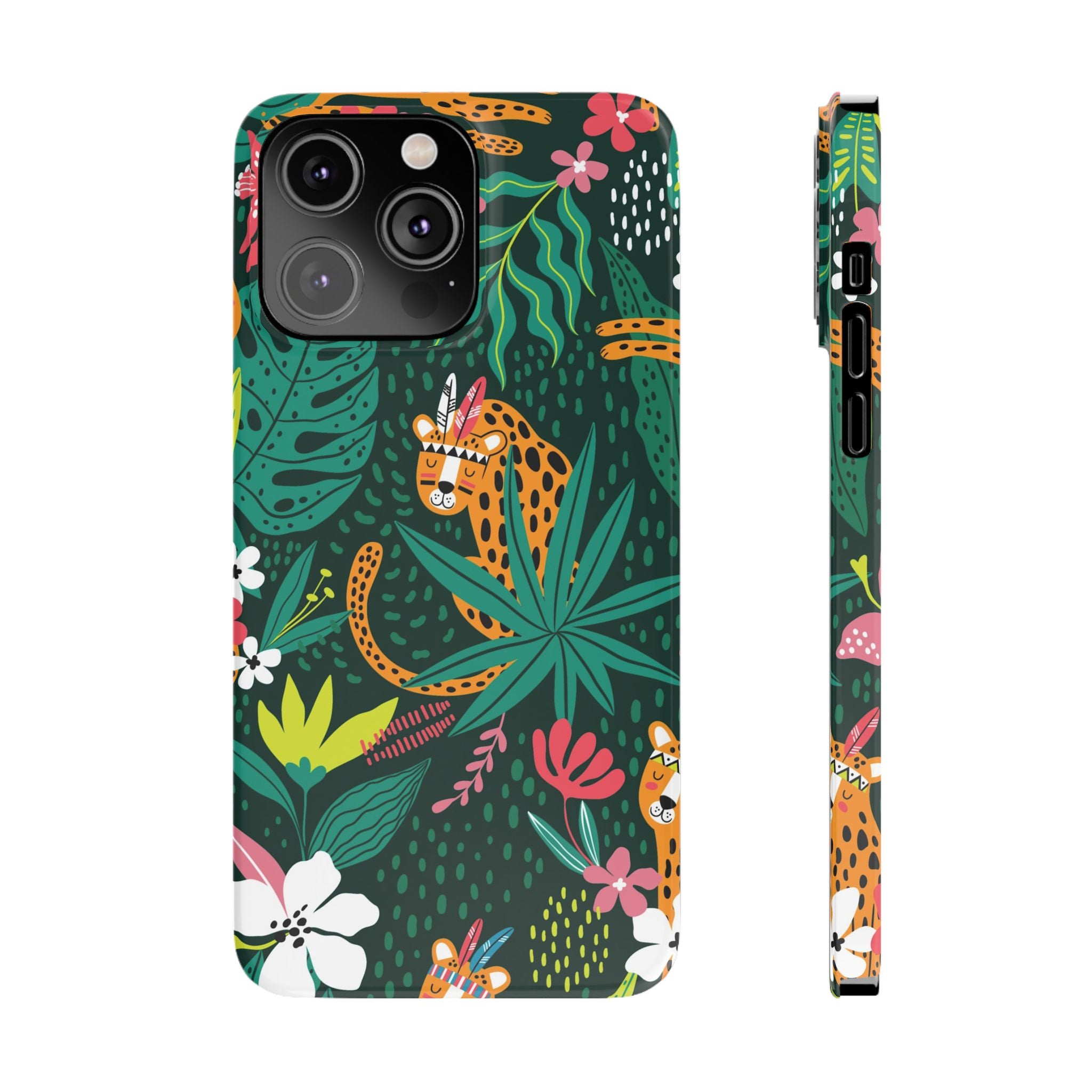 Slim Phone Case — Tropical Jungle Leopard Floral Pattern (Slim Protective Phone Cover)