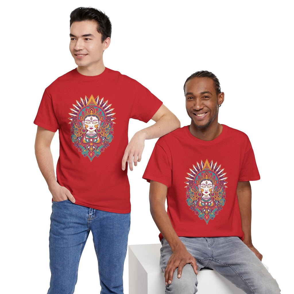 Spiritual Goddess Sun Mandala Tee — Colorful Boho Yoga T‑Shirt