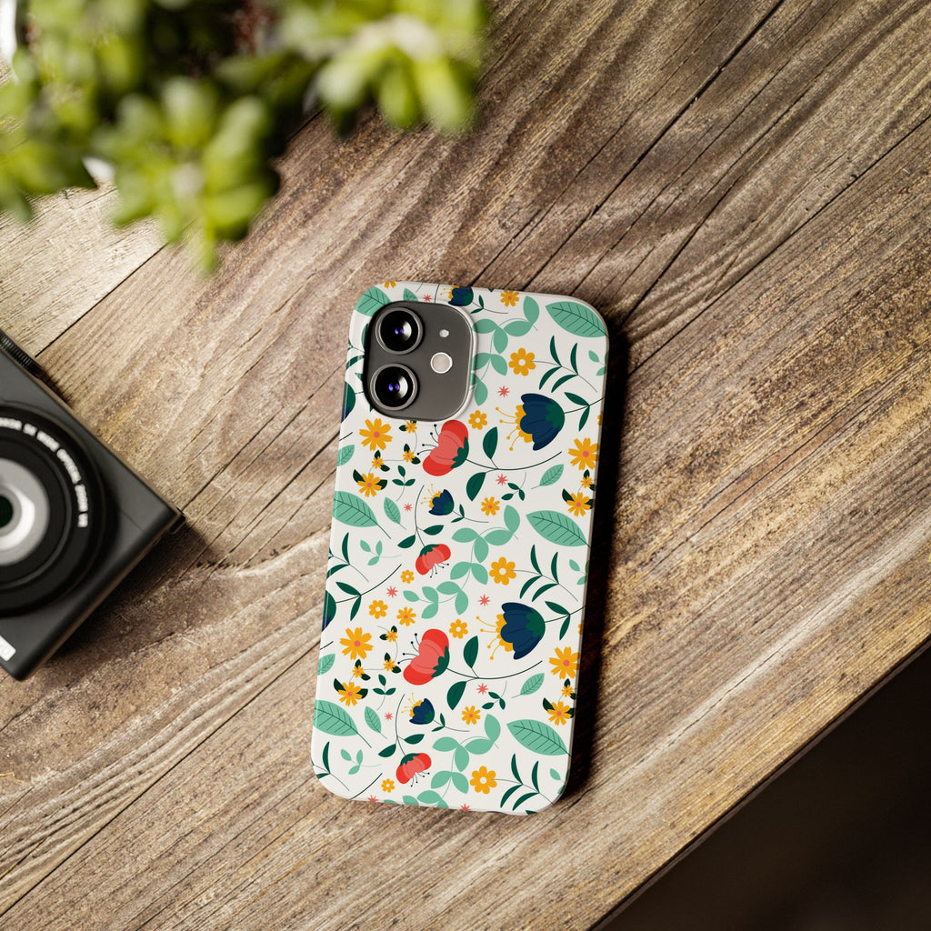 Floral Slim Phone Case — Colorful Folk Flower Pattern
