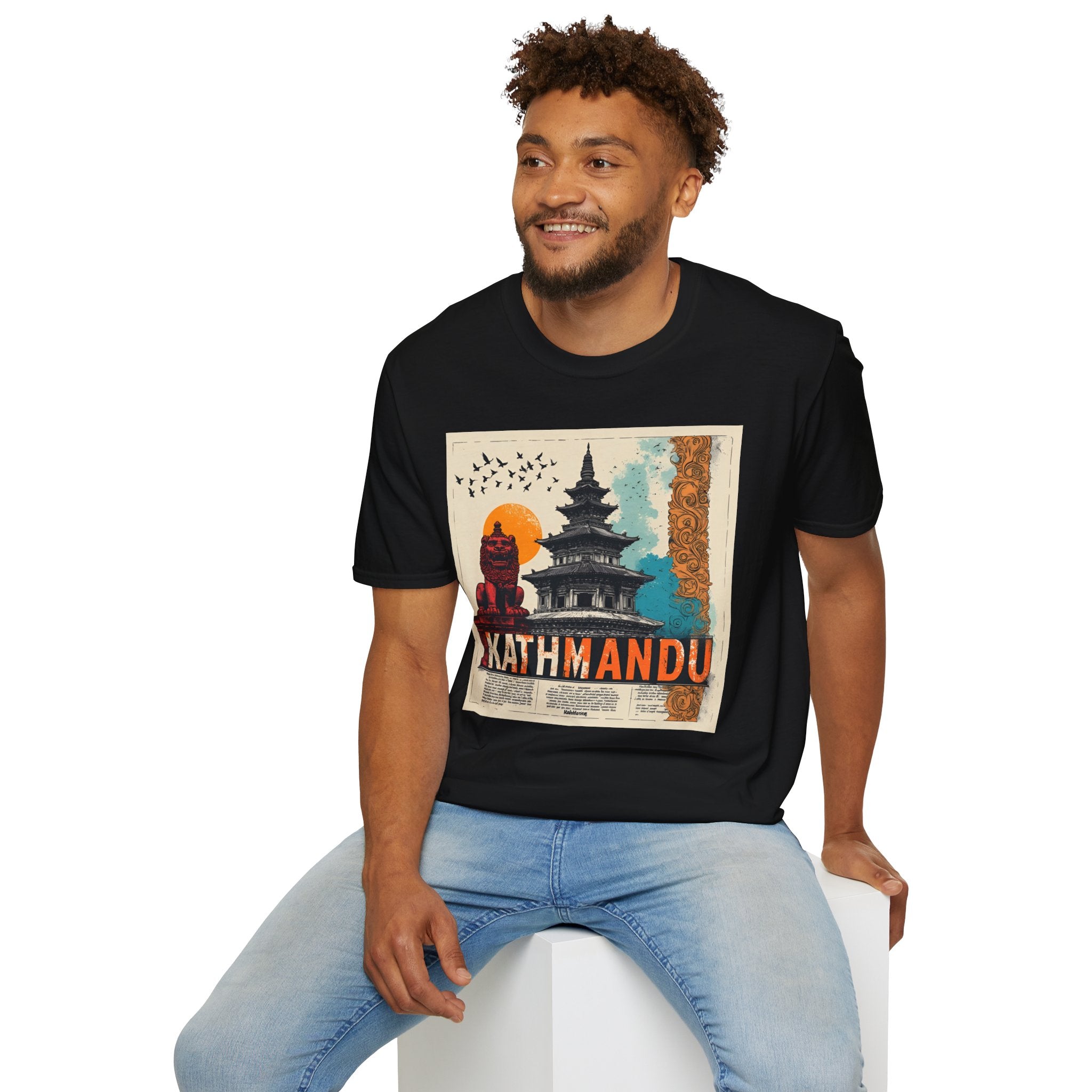 Kathmandu Vintage Travel T-Shirt – Retro Nepal Skyline Graphic Tee, Cultural Tourism Design