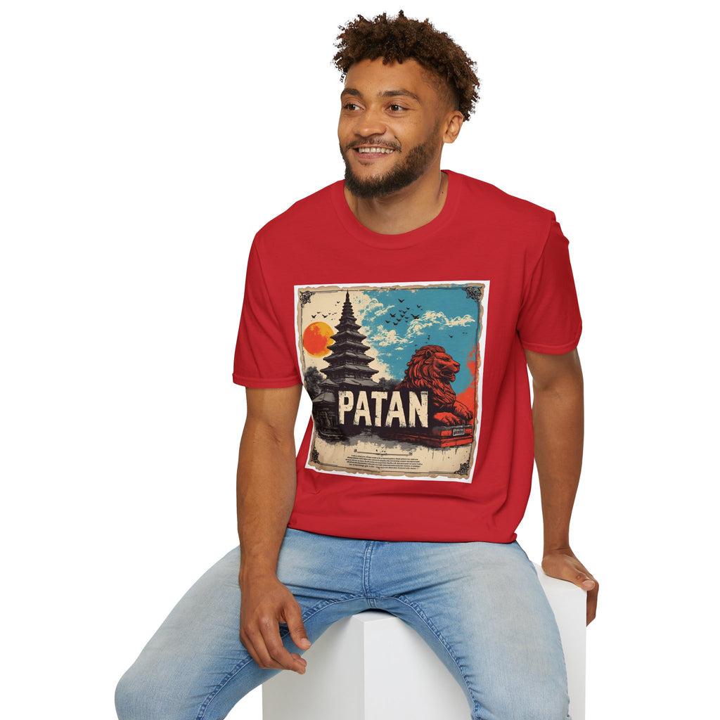 Patan City T-Shirt – Temple & Lion Graphic Tee, Nepali Cultural Heritage Design