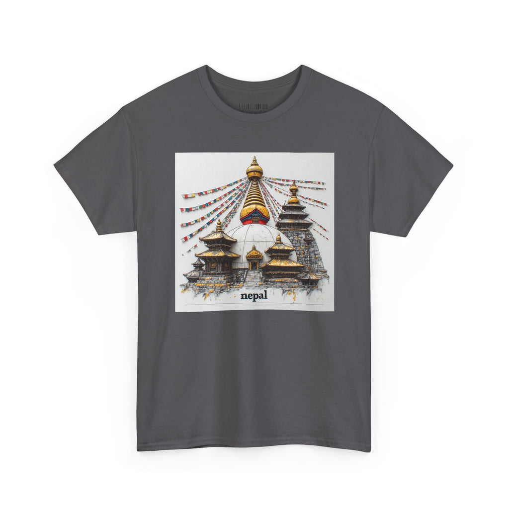 Nepal Swayambhunath Stupa T-Shirt — Buddhist Prayer Flags Travel Tee