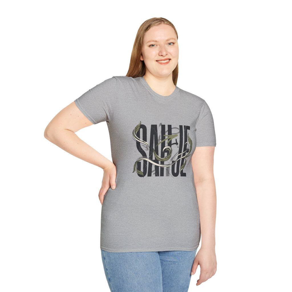 Saurus Graphic T-Shirt — Retro Block Lettering with Snake Illustration
