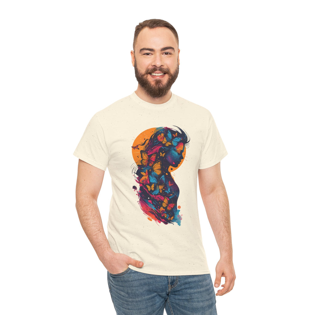 Butterfly Silhouette Graphic Tee — Colorful Maternity Profile Design