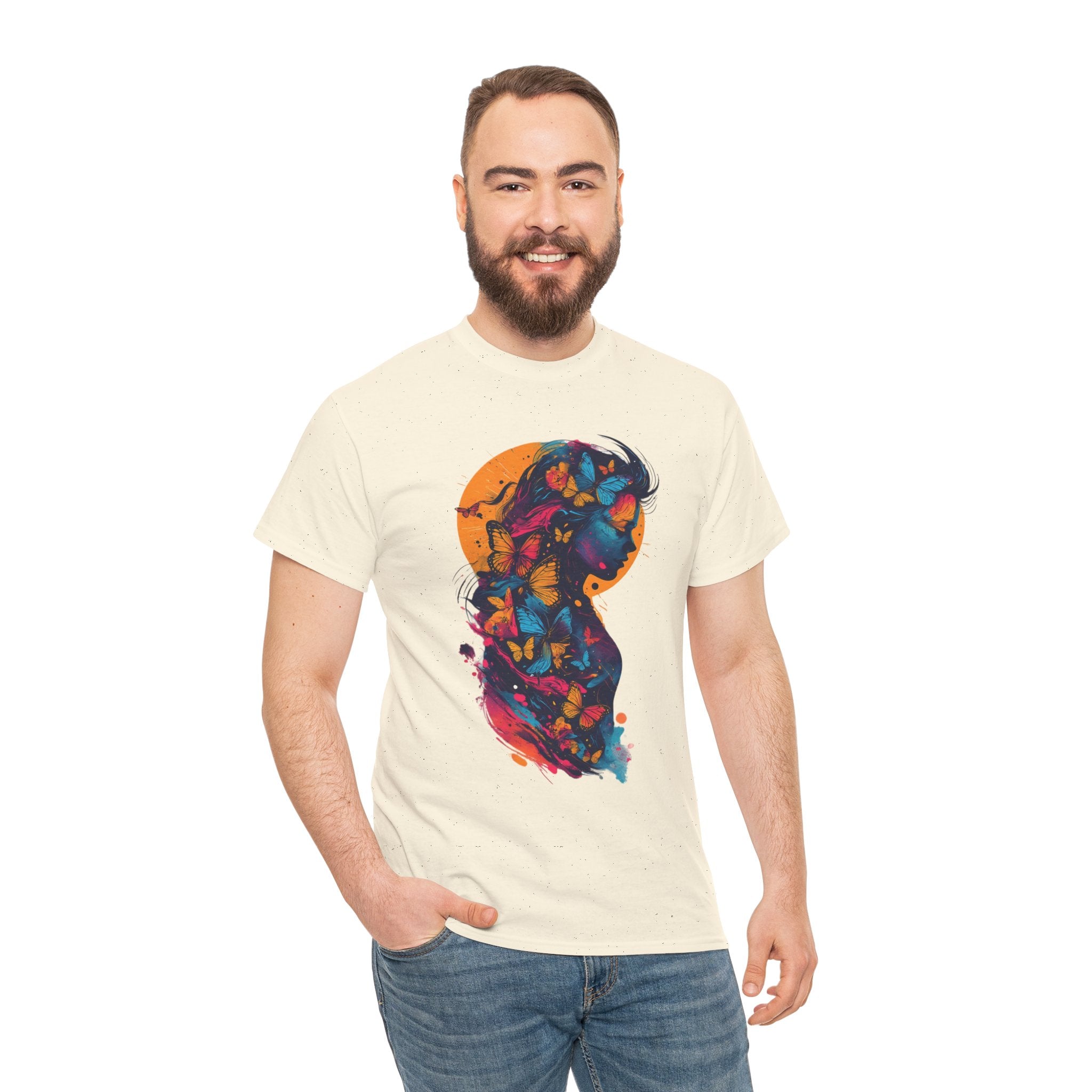 Butterfly Silhouette Graphic Tee — Colorful Maternity Profile Design
