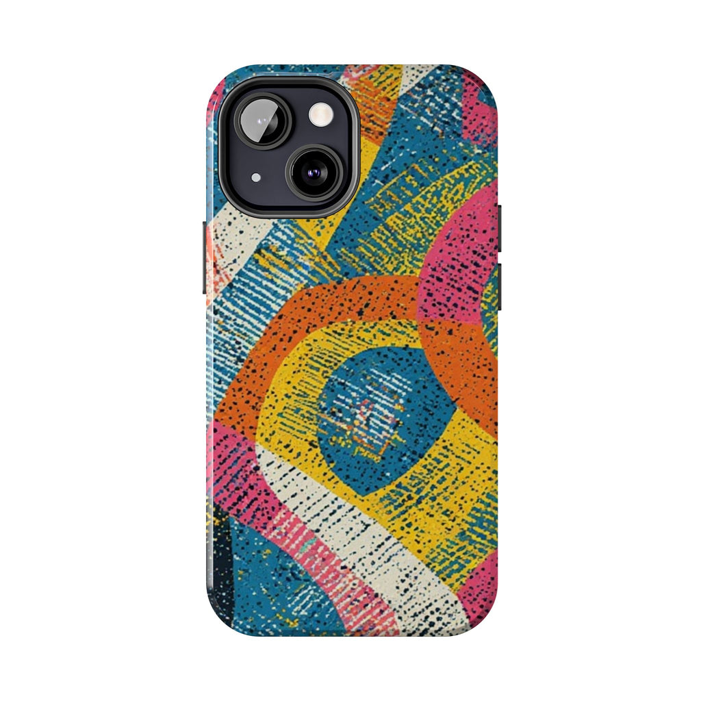 Bold Retro Abstract Tough Phone Case — Colorful Geometric Protective Cover