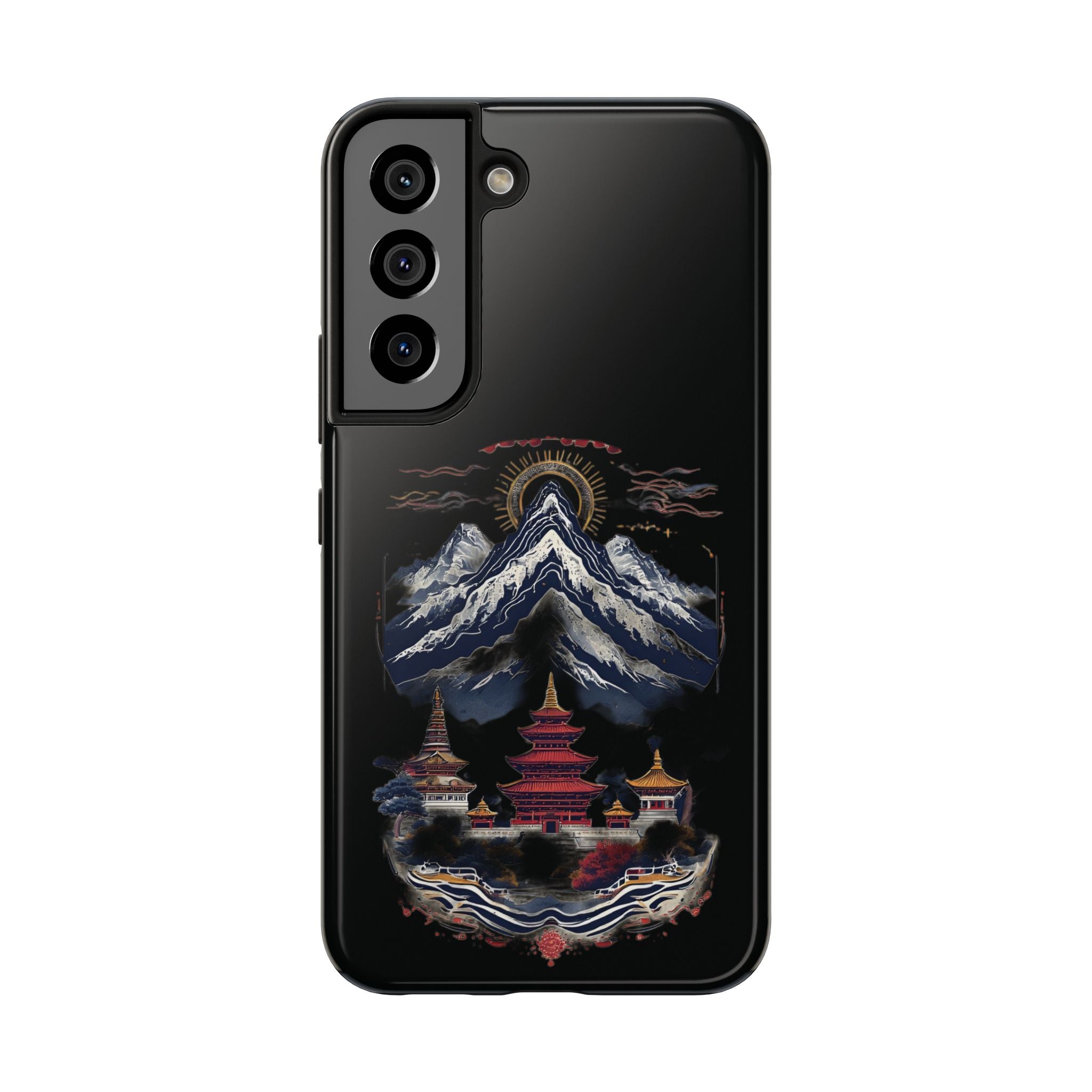 Mountain Temple Tough Phone Case — Japanese-Inspired Landscape Phone Cover