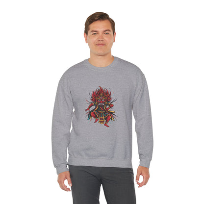 Crewneck Sweatshirt — Red Demon Guardian Graphic