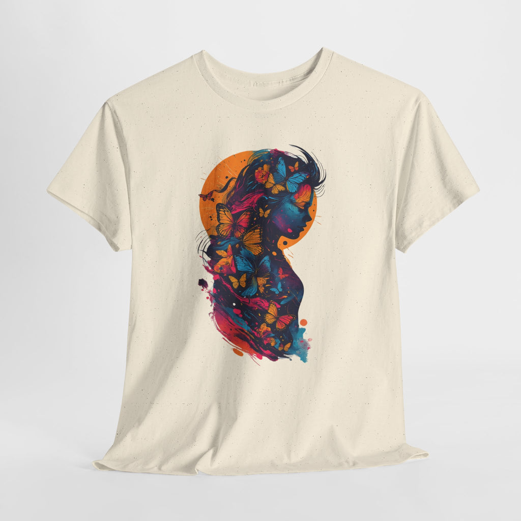 Butterfly Silhouette Graphic Tee — Colorful Maternity Profile Design