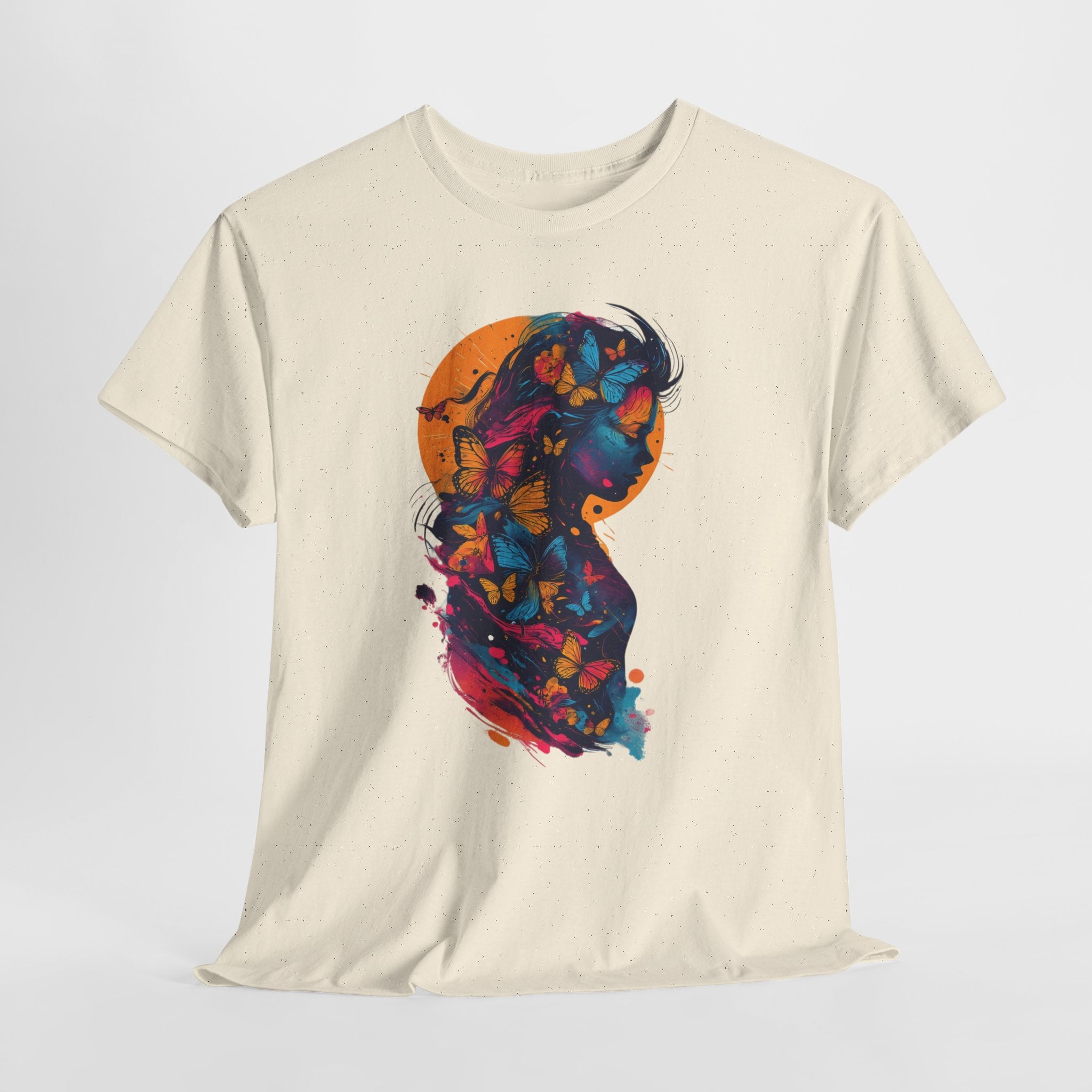 Butterfly Silhouette Graphic Tee — Colorful Maternity Profile Design